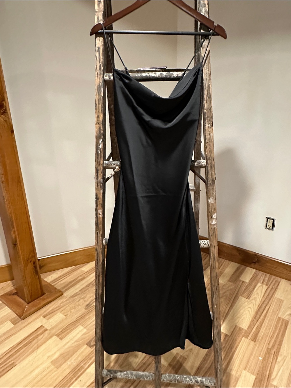 Banana Republic Factory Black Cowl Neck Midi Slip Dress